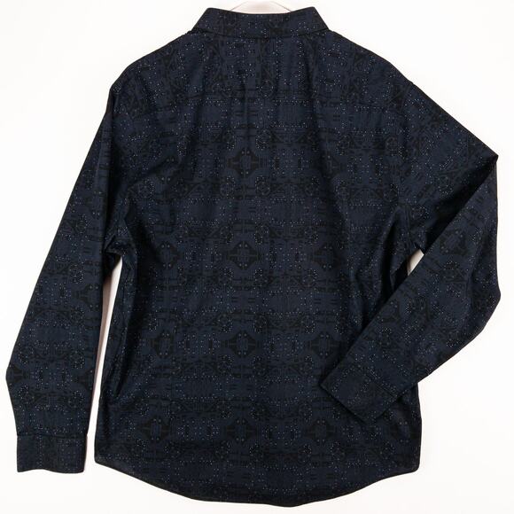 Murano Shirt Men's XL Slim Fit Button Up Oxford Black Blue Geometric Cotton - Picture 8 of 10